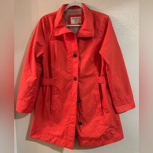 Eddie Bauer Coral-Red Trench Coat